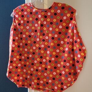 Marimekko Red Button Motif Tee with Multicolor Accents